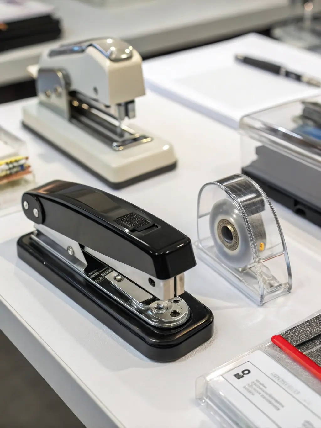 A professional photo of different types of binding machines, such as comb binding, wire binding, and thermal binding, in a print shop setting, emphasizing the professional finish and durability they provide for documents.