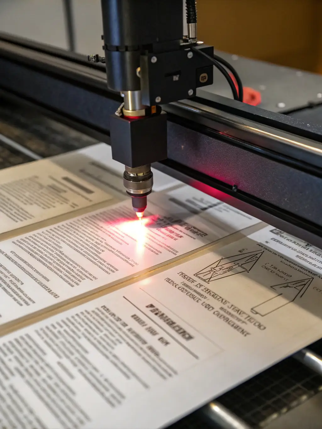A high-resolution image of a modern, high-speed document scanner efficiently processing a stack of papers in a bright office environment.